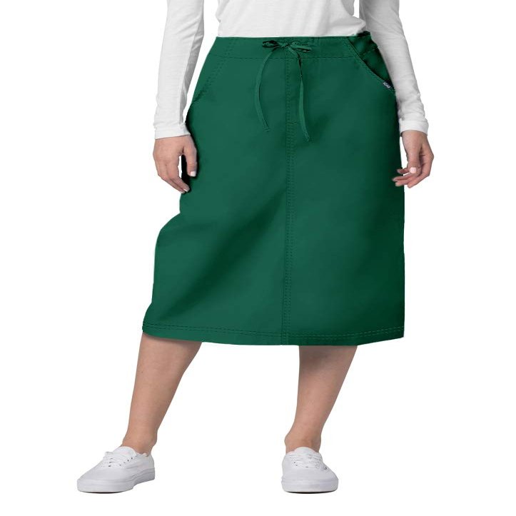 Adar Universal Scrub Skirts for Women - Mid-Calf Drawstring Scrub Skirt - 707 - Hunter Green - 8