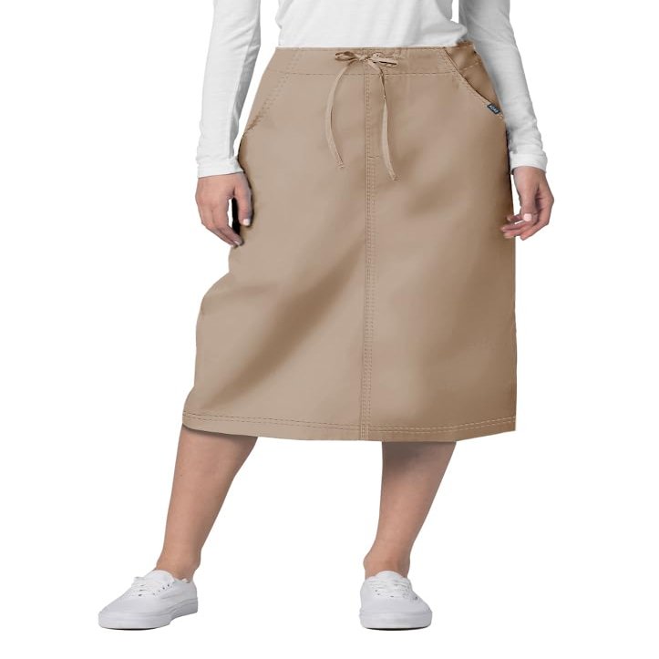 Adar Uniforms, Universal Scrub Skirts for Women - Mid-Calf Drawstring Scrub Skirt - 707 - Khaki - 8