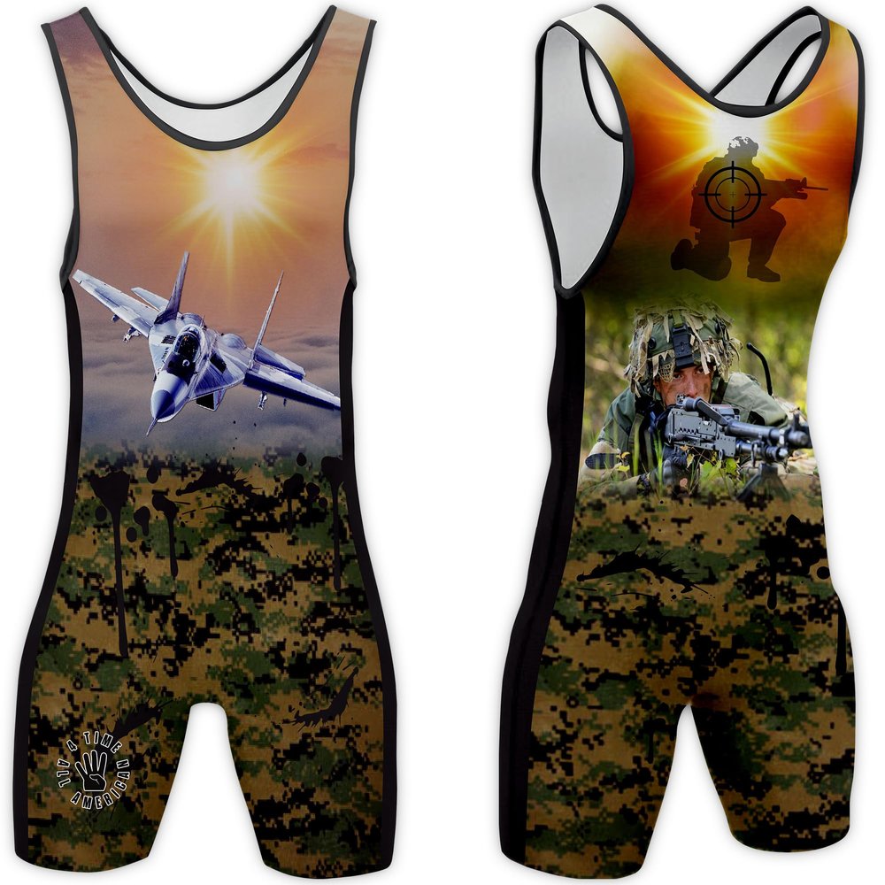 4 Time All American Sublimated Wrestling Singlet  Stitched & Durable Mens Singlet  Singlet for Wrestling, MMA & Powerlifting Wrestling Singlet Youth Boys (One Shot, XXXS/YM 41-50 lbs.)