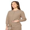 Adar Uniforms Women's Universal Round Neck Warm-Up Scrub Jacket - 602 - Khaki - M view 3