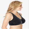 Comfort Choice Women's Plus Size Cotton Front-Close Wireless Bra - 40 G, Black view 3