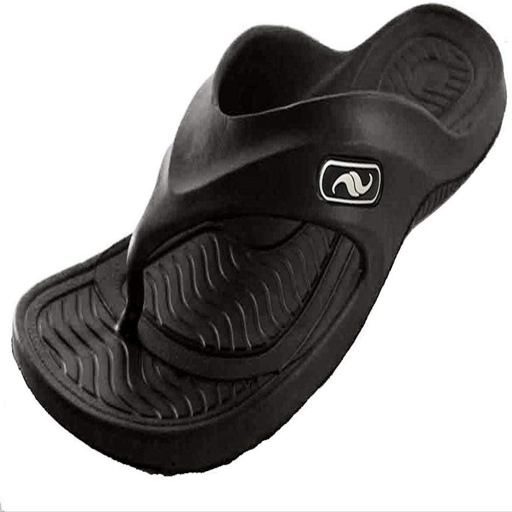 GEAR ONE Men's Rubber Sandal Slipper Comfortable Shower Beach Shoe Slip On Flip Flop, Black, 7