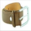 Moda Di Raza Men's Dress Belt Leather With Square Buckle Silver Polished - Single Prong Buckle - Tan/XL view 2