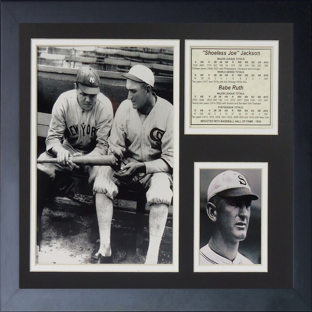 Legends Never Die Shoeless Joe Jackson and Babe Ruth Framed Photo Collage, 11 by 14-Inch