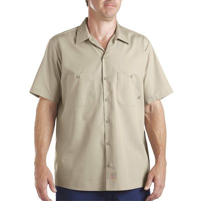 Dickies Occupational Workwear LS535DS M Polyester/Cotton Men's Short Sleeve Industrial Work Shirt, Medium, Desert Sand