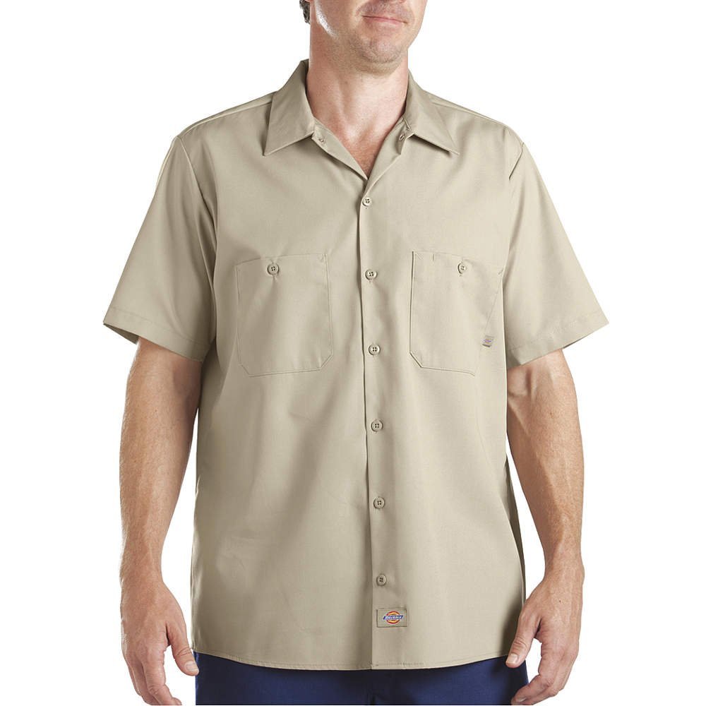 Dickies Occupational Workwear LS535DS M Polyester/Cotton Men's Short Sleeve Industrial Work Shirt, Medium, Desert Sand