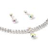 Topwholesalejewel Silver Crystal 2 Strand with Aurora Borealis Accent Necklace & Matching Dangle Earrings Jewelry Set view 2