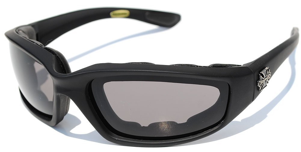 Choppers Sunglasses 022 for Active Sports, Fishing, Cycling, Golf, Kayaking Choose Color (Padded Black smoke)