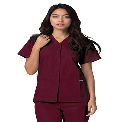Adar Uniforms Women's Universal Snap Front Scrub Top - 604 - Burgundy - L