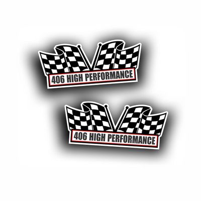 2X Engine Window Air Cleaner Sticker Decal, 406 High Performance for Crate Motor Small Block V8 Pro Street, Race or Muscle Car, Compatible with Chevrolet, Chevy, General Motors - 5x2.25 inch
