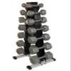 Ader Sporting Goods 7 Pair Dumbbell Rack with Grey Hexagon Dumbbell Set. (Total 146 Lb) view 1