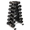 Ader Black Rubber Dumbbell 2,5,10,15,18,20,25 Lbs w/ 7 Pair Rack & Mat view 1