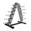 Ader Black Rubber Dumbbell 2, 5, 8, 12, 15, 18 Lbs W/6 Pair Rack & Mat view 3