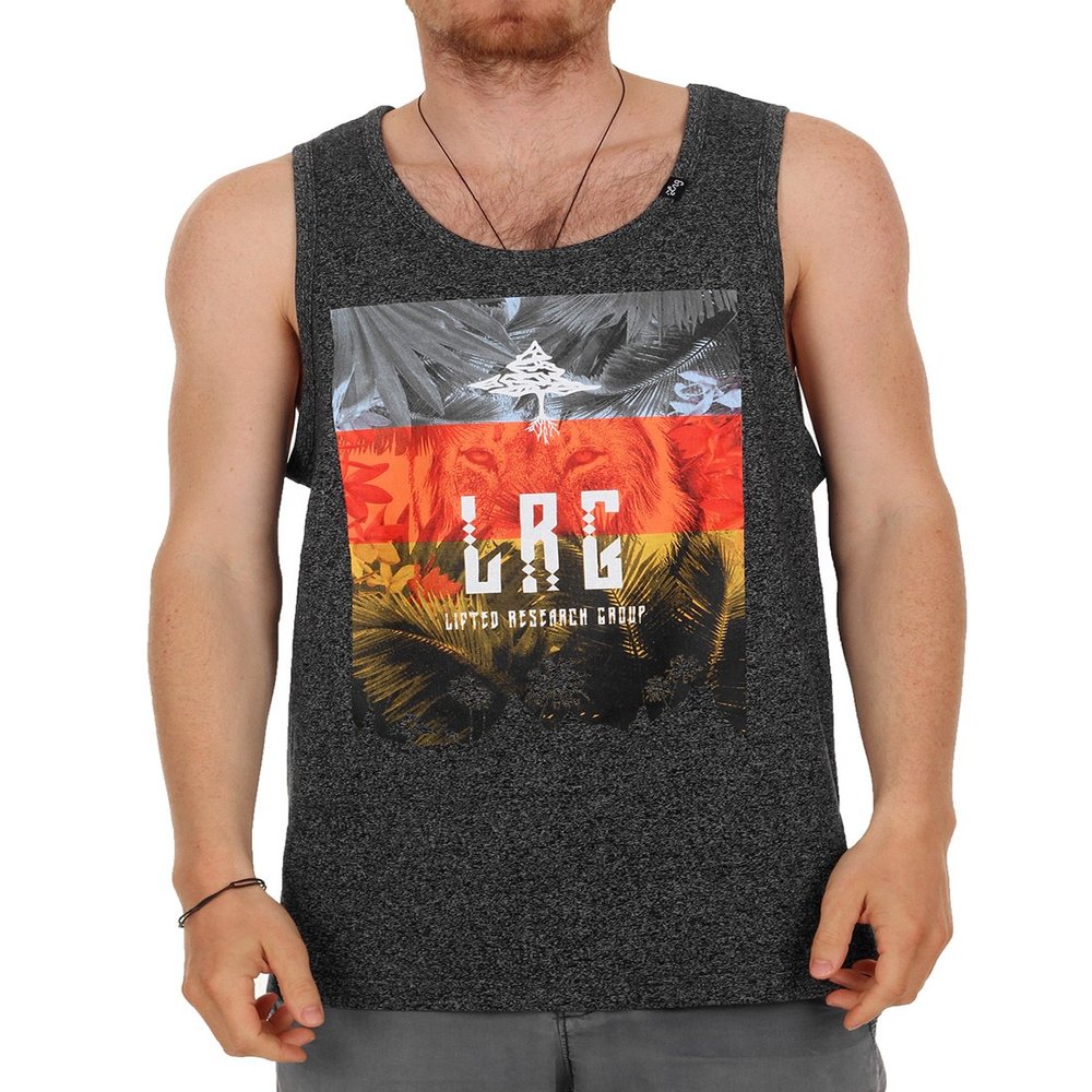 LRG Men's Big-Tall Hungry Lion Tank Top, Black Heather, 3XL