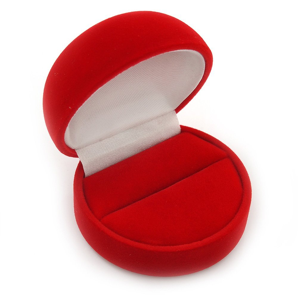Avalaya Red Velour Round Ring Jewellery Box
