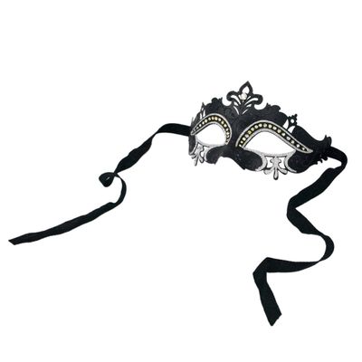 TrendsBlue Premium Venetian Mardi Gras Masquerade Costume Half Mask (Black/Silver)