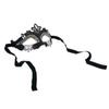 TrendsBlue Premium Venetian Mardi Gras Masquerade Costume Half Mask (Black/Silver) view 2