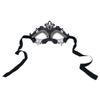 TrendsBlue Premium Venetian Mardi Gras Masquerade Costume Half Mask (Black/Silver) view 3