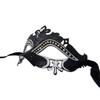 TrendsBlue Premium Venetian Mardi Gras Masquerade Costume Half Mask (Black/Silver) view 4