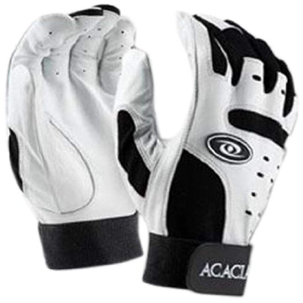Acacia Home Run Baseball Batting Gloves, White/Black, Youth Large