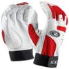 Acacia Home Run Baseball Batting Gloves, White/Red, Youth Large view 1