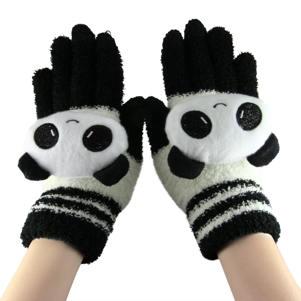 Liying Cute Cartoon Touch Screen Gloves Women gloves Arm Warmer Gloves for girls, ladies, women, female, Christmas gifts, Birthday gifts, etc. (black white cat)