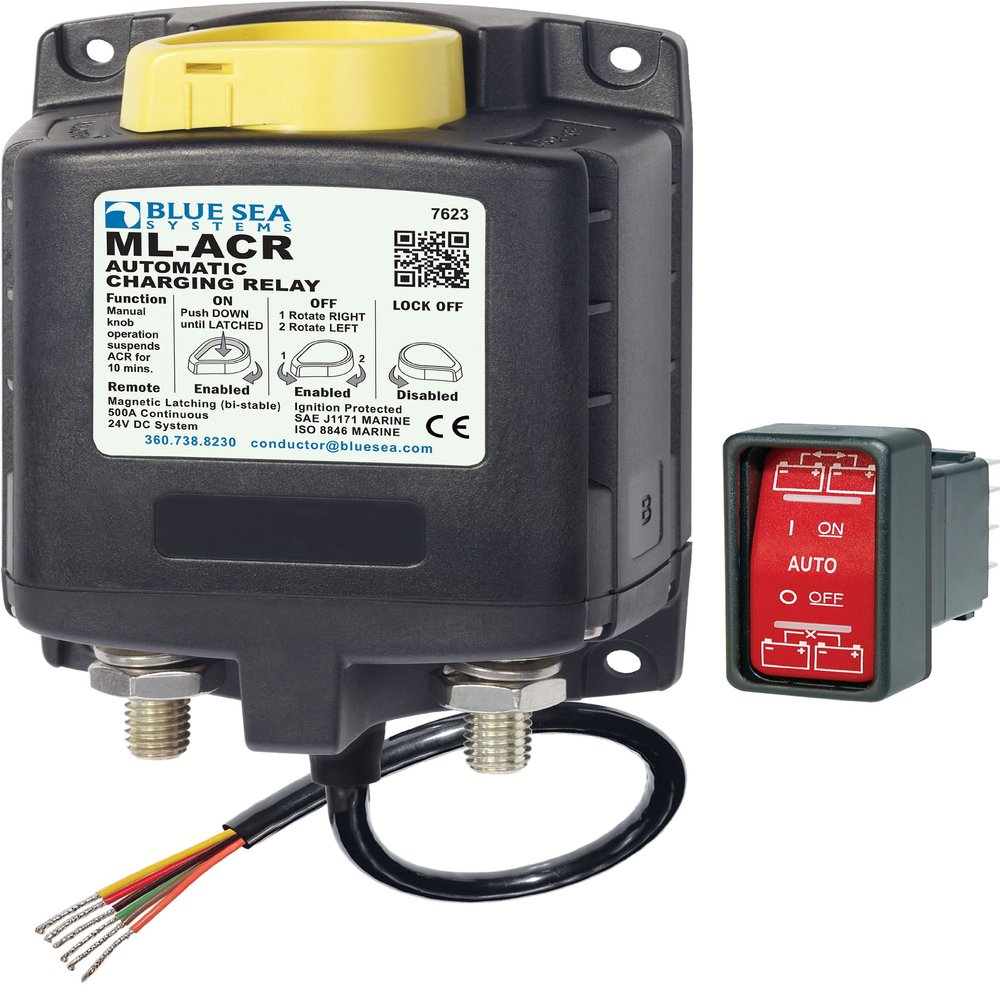 Blue Sea Systems 7623 ML-ACR 24V DC 500A Automatic Charging Relay with Manual Control, Beige
