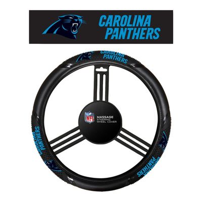 Fremont Die NFL Carolina Panthers Massage Grip Steering Wheel Cover, Fits Most 14" to 15" Steering Wheels, Black/Team Colors