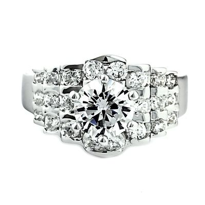 1000 Jewels Brenda: 2.6ct Russian Ice on Fire CZ 3-in-1 Wedding Ring Set 925 Sterling Silver, 0078 sz 8.0