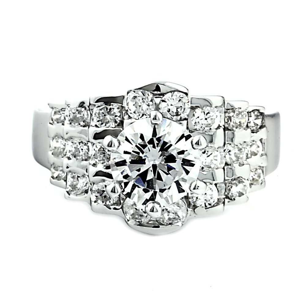 1000 Jewels Brenda: 2.6ct Russian Ice on Fire CZ 3-in-1 Wedding Ring Set 925 Sterling Silver, 0078 sz 8.0