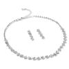 Topwholesalejewel Silver Crystal Rhinestone Single Line Square Necklace and Matching Dangle Earrings Jewelry Set view 1