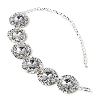 Topwholesalejewel Silver Crystal Rhinestones Around a Circle Crystal Stone Insert Bracelet