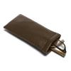 Calabria Soft Squeeze Spring Top Eyeglass Case Brown Snakeskin PU Leather Men Women Glasses Pouch Snap Closure Sunglass Bag view 1