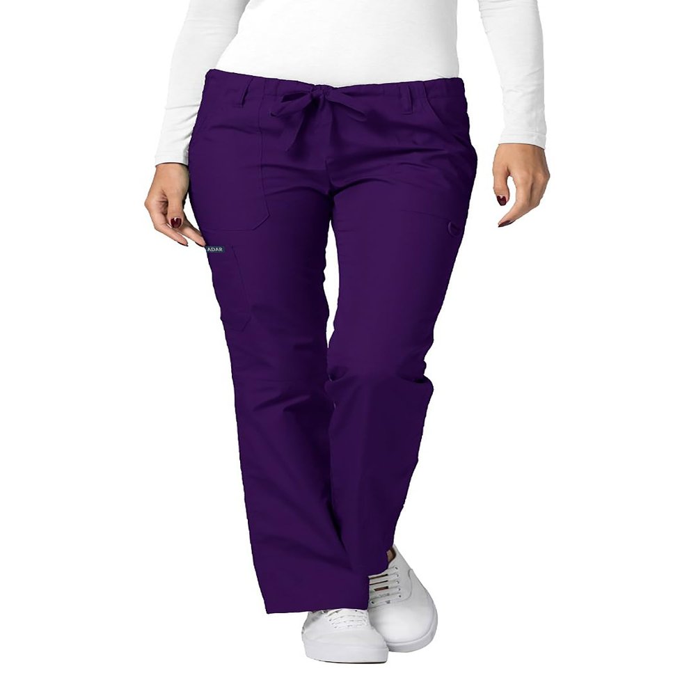 Adar Uniforms Women's Universal Drawstring Straight Leg Scrub Pants - 510 - Purple - L