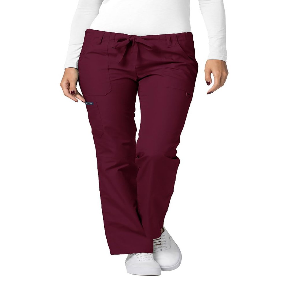 Adar Uniforms Universal Scrubs for Women - Drawstring Straight Leg Pants - 510 - Burgundy - S