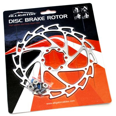 Alligator Light Weight Wind-Cutter Disc Brake Rotor, Silver, 160mm