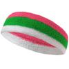 Couver Bright Pink/Bright Green/White Terry Sports Sweat Headband, Wristband Set view 3