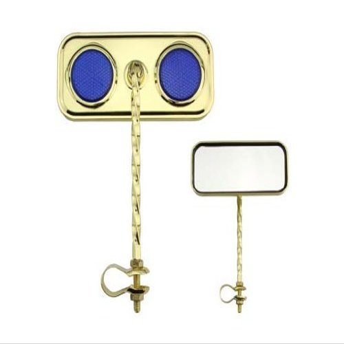 Rectangle Twisted Mirror Gold/Blue Reflectors. Bike mirror, bicycle mirror for lowrider, beach cruiser, chopper, limo, stretch bike, bmx, track, fixie, mountain bikes