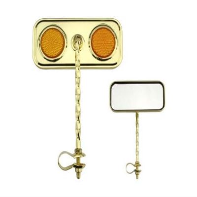 Rectangle Twisted Mirror Gold Amber Reflectors. Bike mirror, bicycle mirror for lowrider, beach cruiser, chopper, limo, stretch bike, bmx, track, fixie, mountain bikes