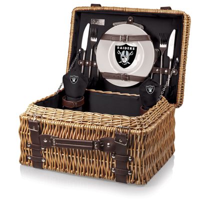 NFL Oakland Raiders Champion Digital Print Picnic Basket, One Size, Natural/Black