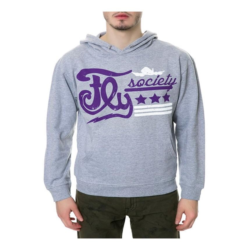 Fly Society Men's Stars & Stripes Pullover Hoody Large Charcoal Heather