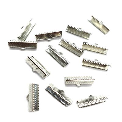 50 pcs Silver Tone Ribbon end Clamps Fastener Clasps Size 20 mm