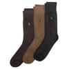 POLO RALPH LAUREN Mens Dress Crew Socks - 3 Pair Pack Heel-toe Reinforcement Supersoft Flat, Brown, 6-12.5 US view 1