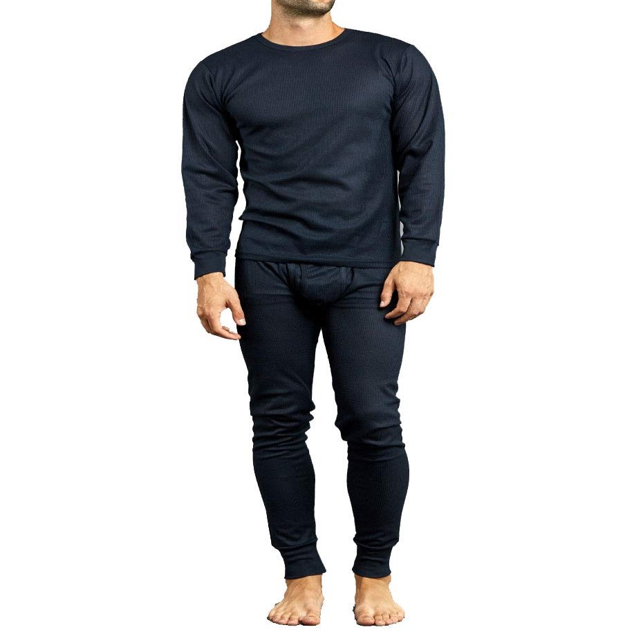 Knocker Men's Long Thermal Underwear Set, Medium, Black