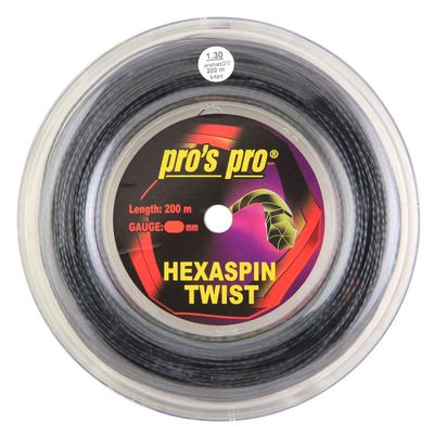 Pro's Pro Hexaspin Twist Black 1.30mm - Tennis String Reel 200m