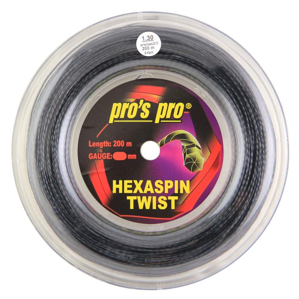Pro's Pro Hexaspin Twist Black 1.30mm - Tennis String Reel 200m