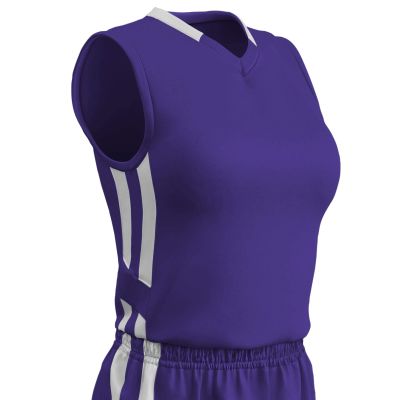 Champro Muscle Dri Gear Polyester Basketball Jersey, Women's Large, Purple, White