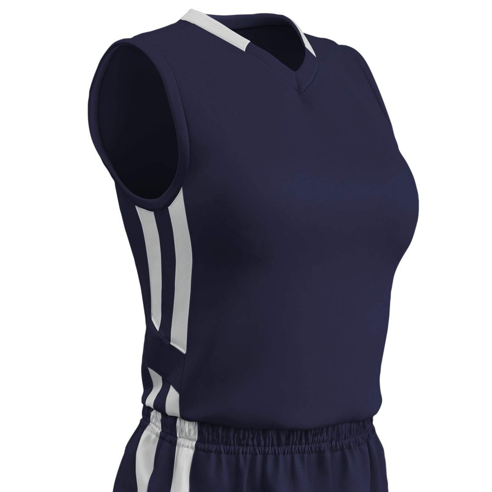 Champro Muscle Dri Gear Polyester Basketball Jersey, Women's Large, Navy, White