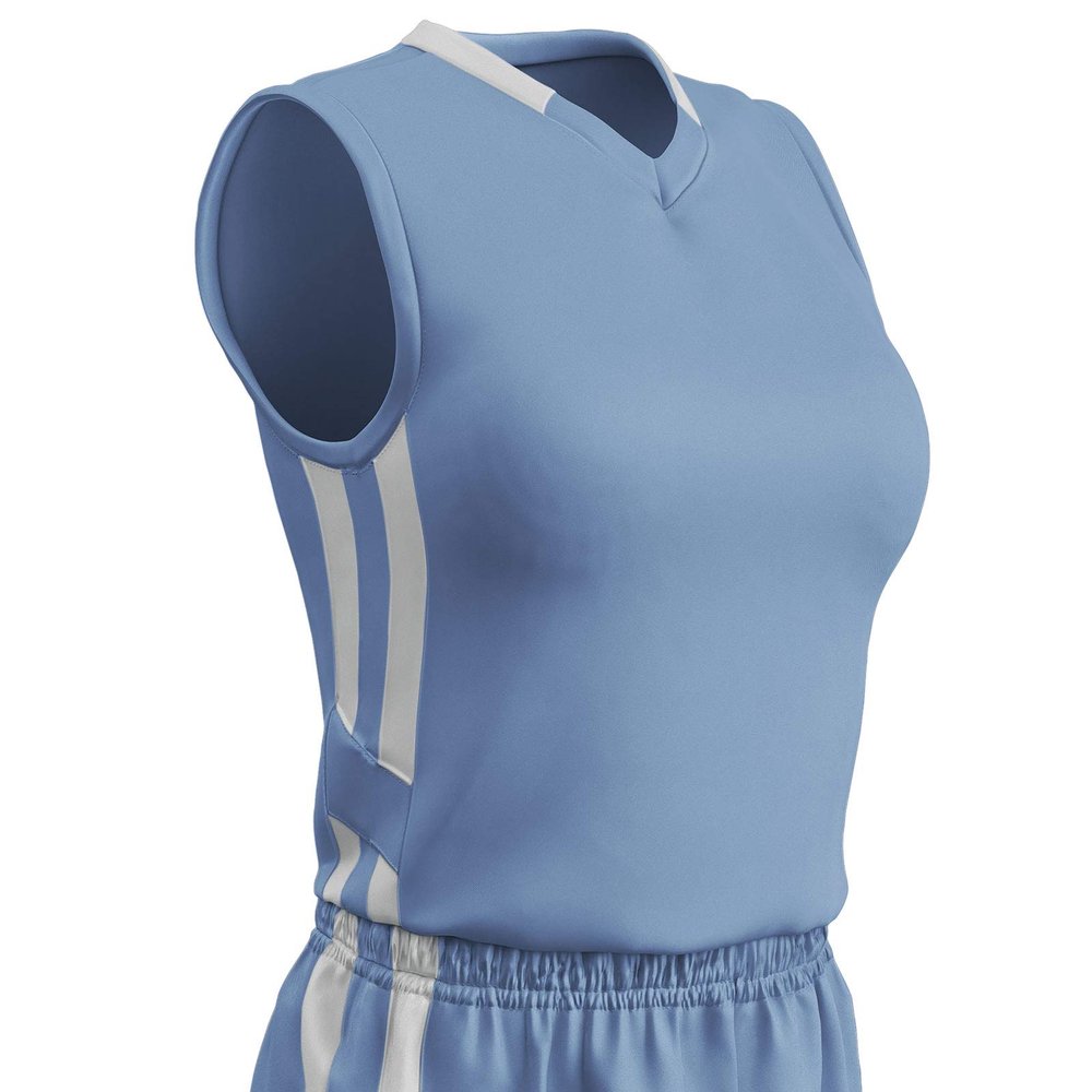 Champro Muscle Dri Gear Polyester Basketball Jersey, Women's Large, Light Blue, White