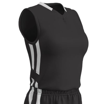 Champro Muscle Dri Gear Polyester Basketball Jersey, Women's Large, Black, White